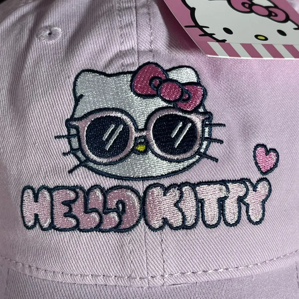 Hello Kitty Baseball Cap Pink Sunglasses Embroidered Adjustable 2024 Sanrio